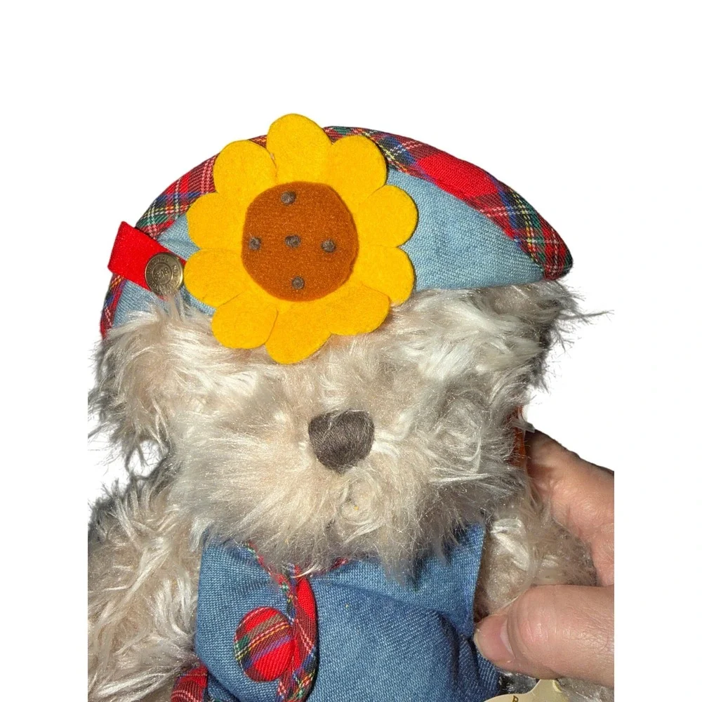 Teddy Bear Collection Plush Toy Sunflower Beret‎ Denim Vest